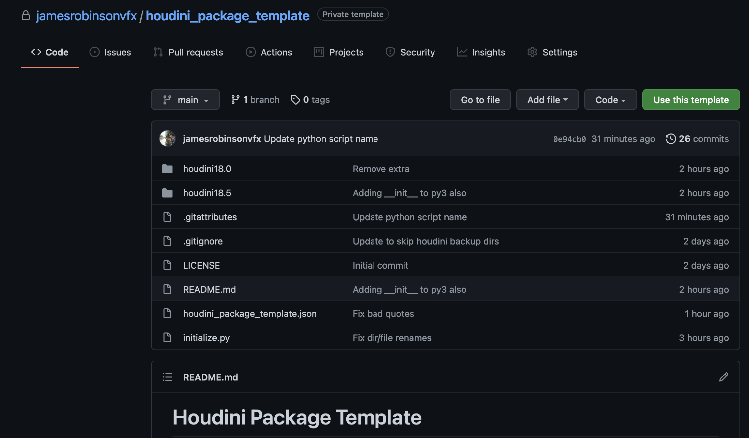 Houdini Package Template | James Robinson 🌊